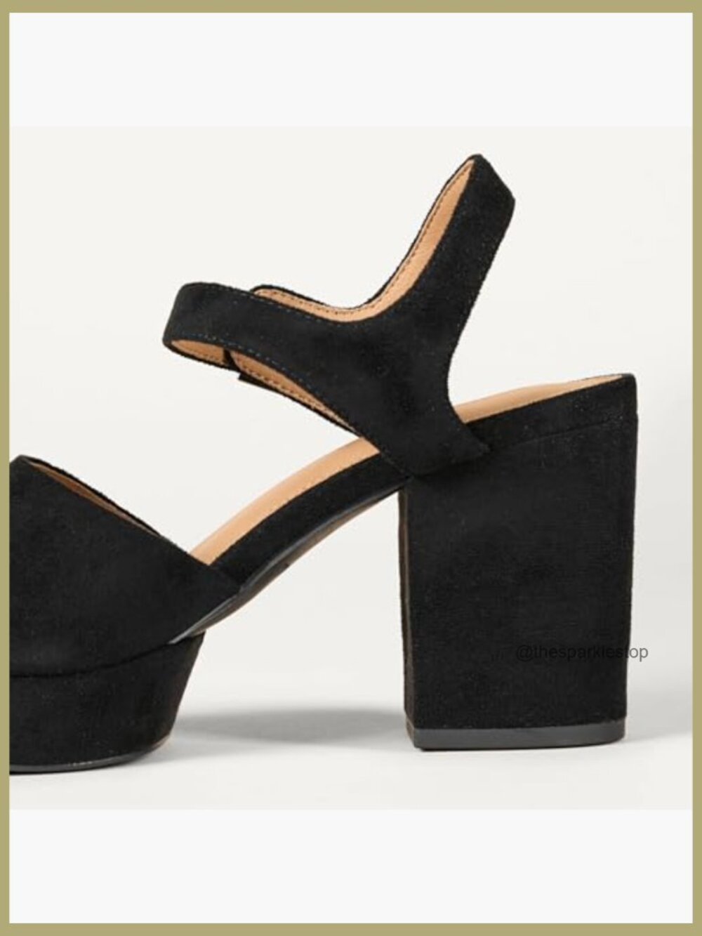 Women's Platform Ankle Strap Block Heel Sandals - Faux Suede, Memory Foam - Picture 5 of 6